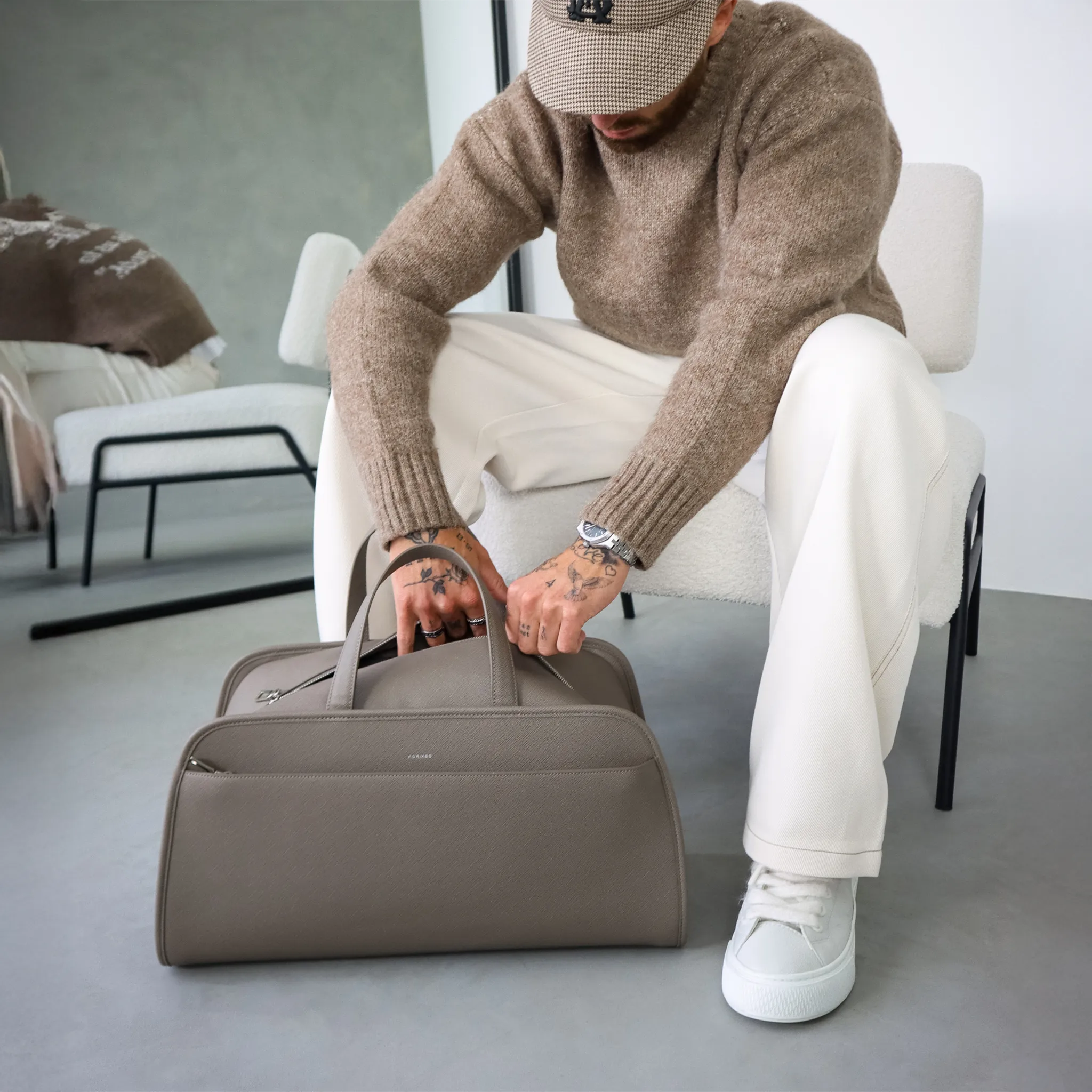 Model View of Formes Porto Dune Duffel Bag